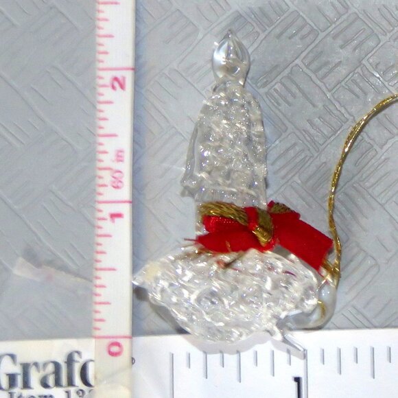 Vtg Clear Spun Glass Crystal Chamberstick w/Candle & Flame Hanging XMAS Ornament - Picture 3 of 13